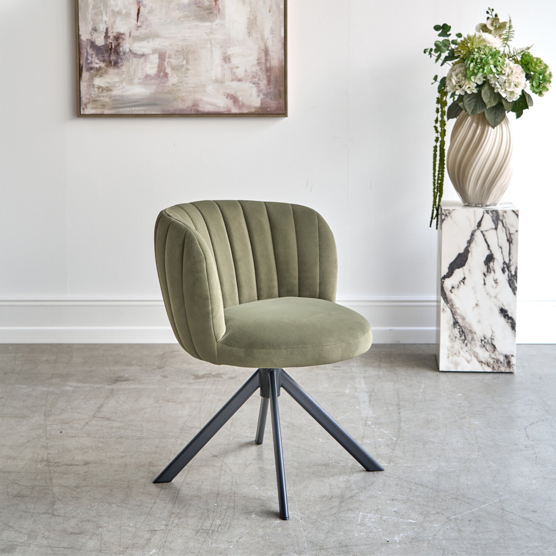 Shelly II spisebordsstol velour m. drejeben (sort)